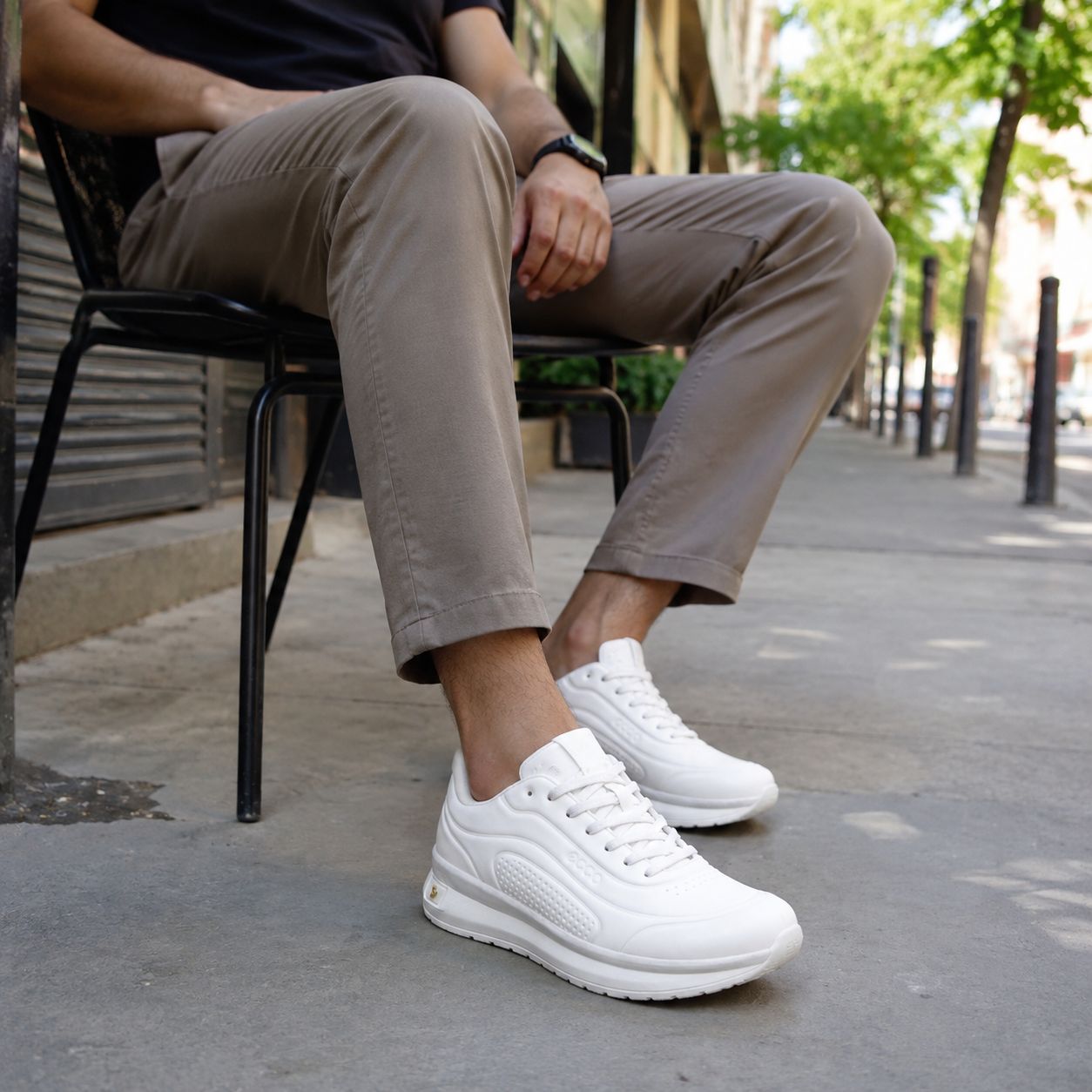 کفش روزمره مردانه بندی مدل اکو-سفید