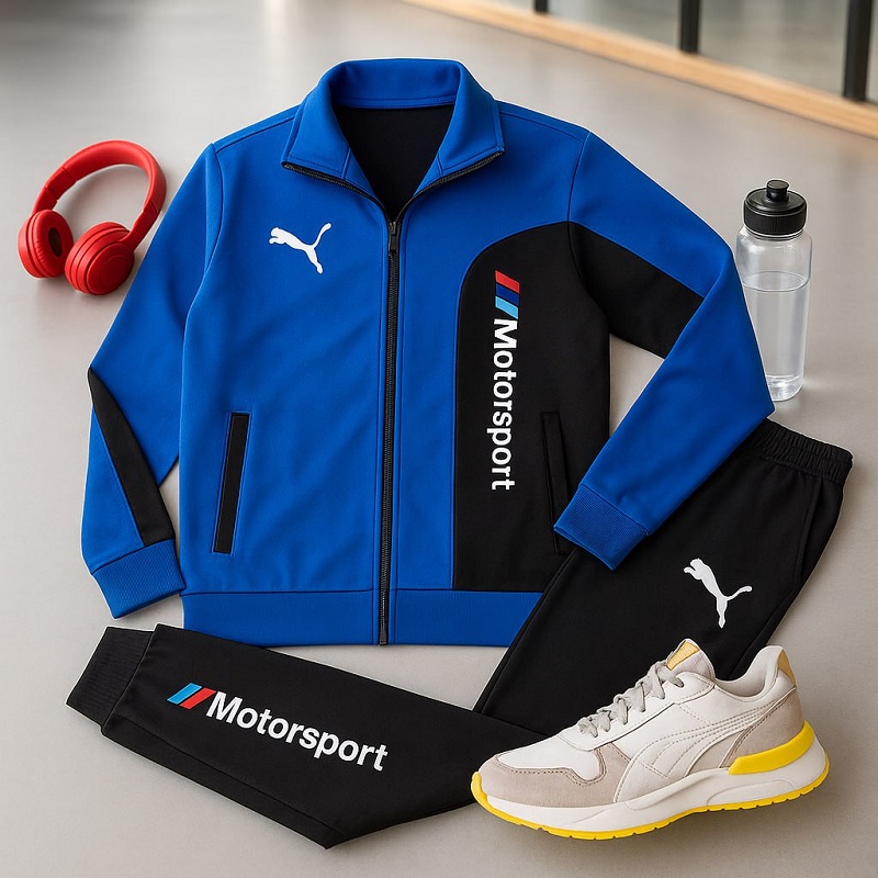 ست سوئیشرت شلوار مردانه آبی مدل MotorSport