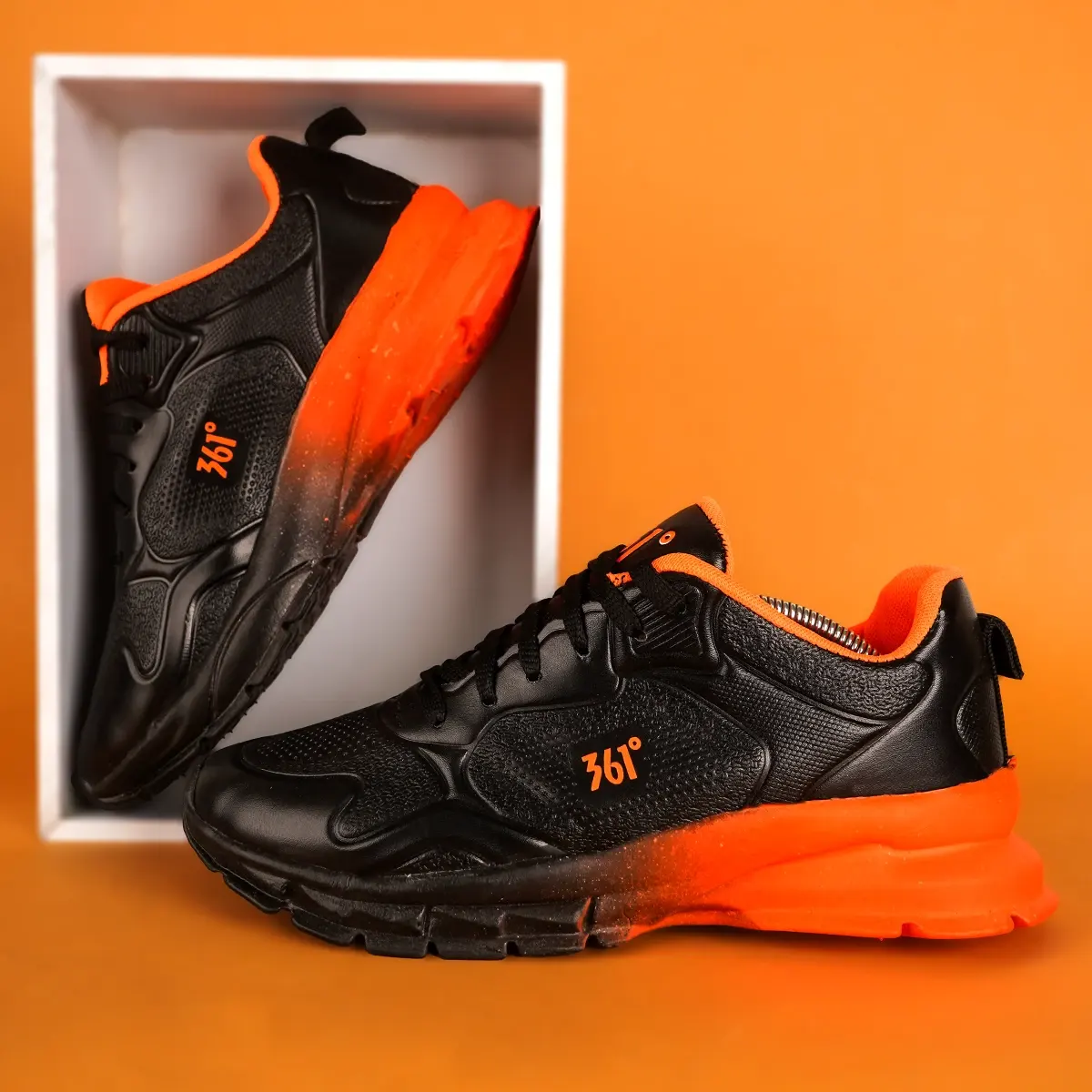 کفش ورزشی مردانه مشکی نارنجی مدل 361