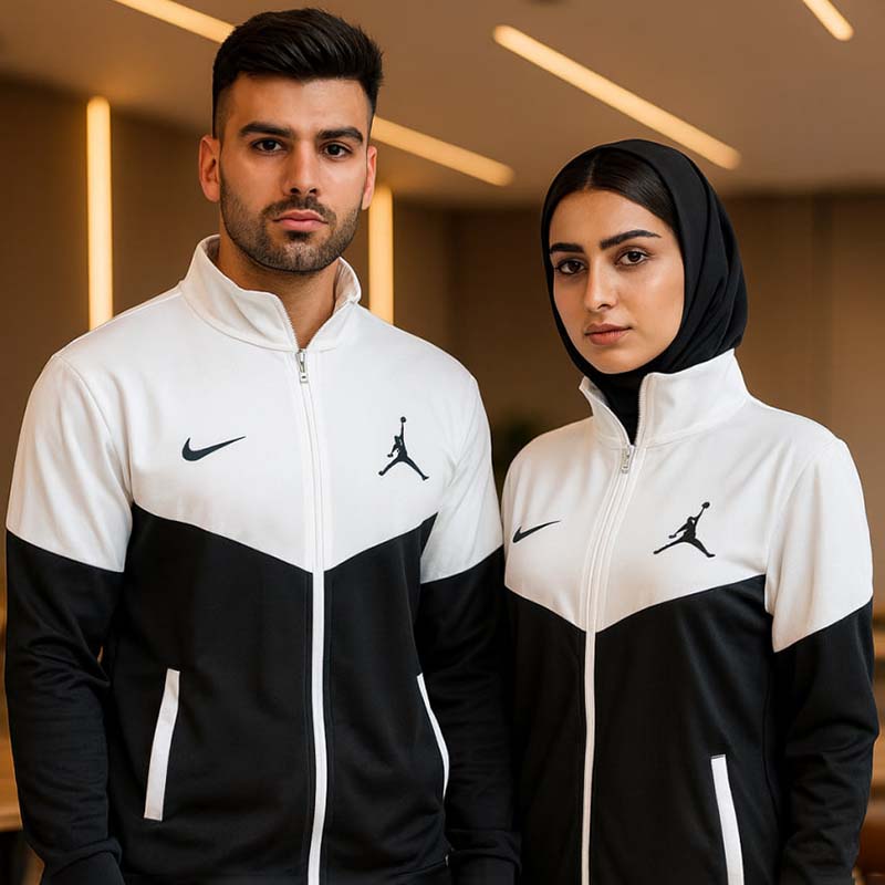 ست دو نفره سوییشرت سفید مشکی مدل Nike Jordan