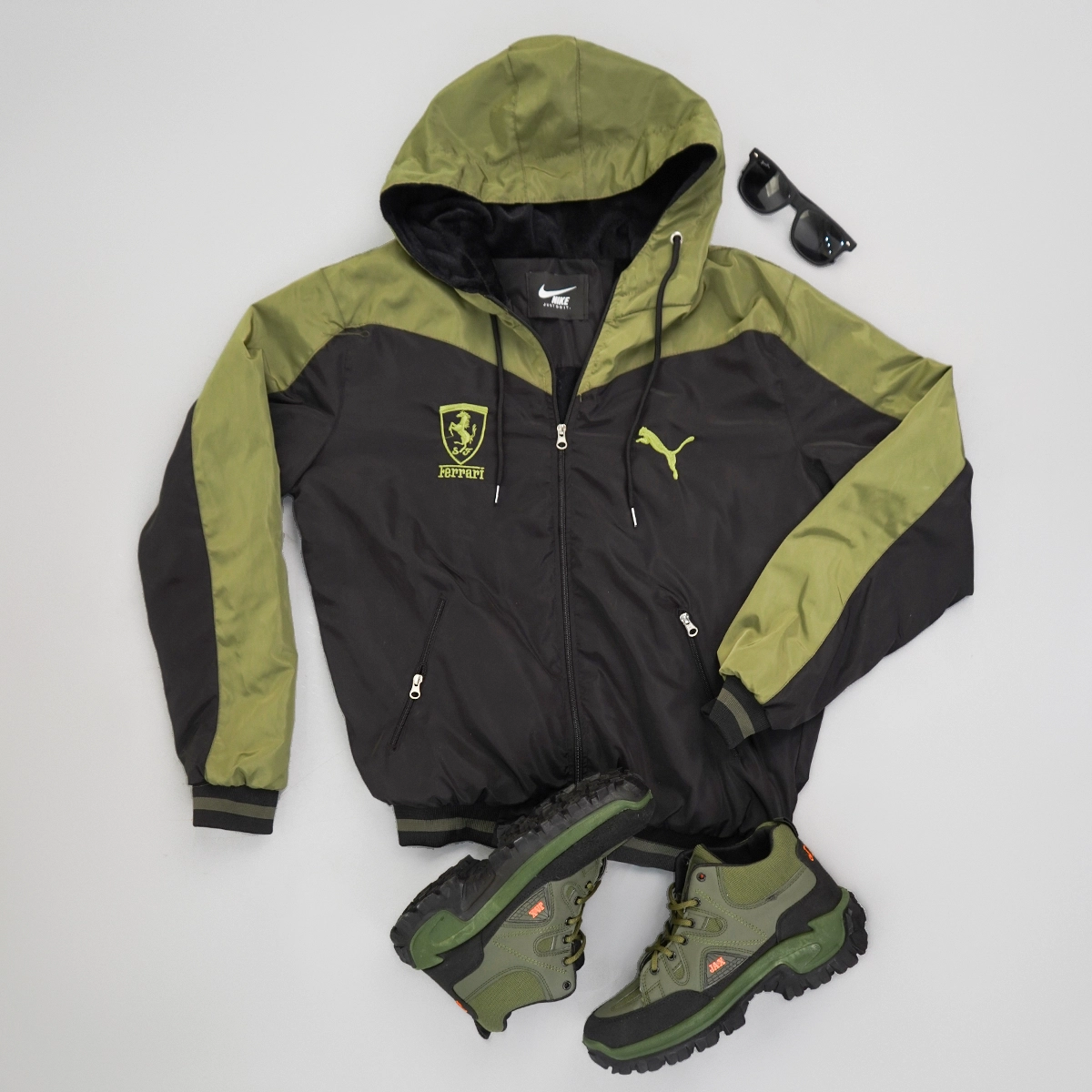 کاپشن مشکی سبز مردانه مدل Ferrari