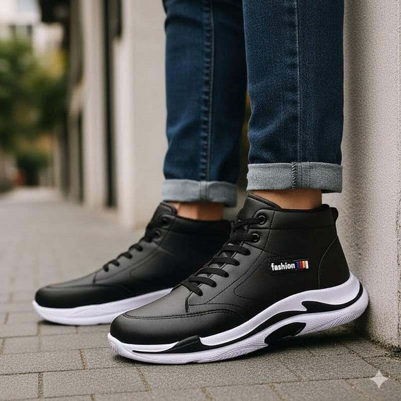 کفش ساقدار مردانه مشکی مدل EMTO