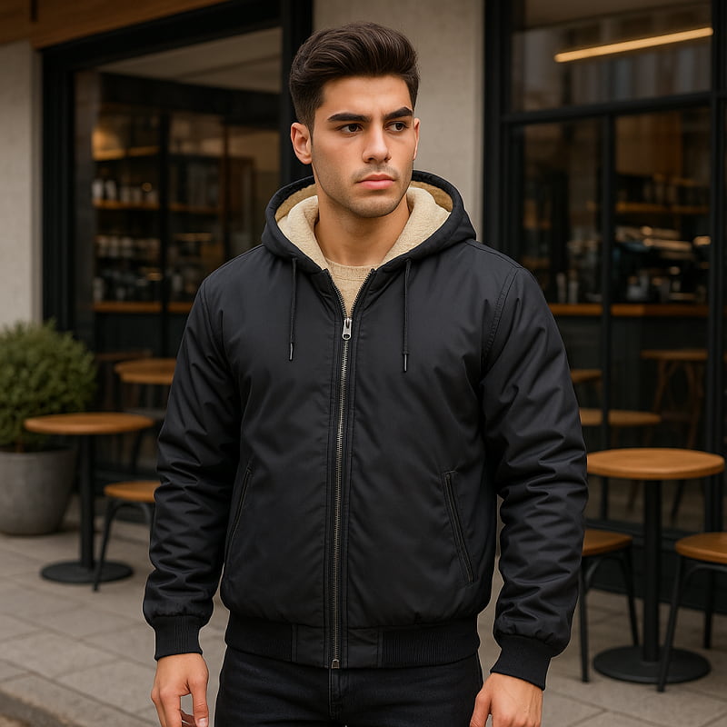 کاپشن مردانه مشکی داخل تمام خز مدل adidas-مشکی